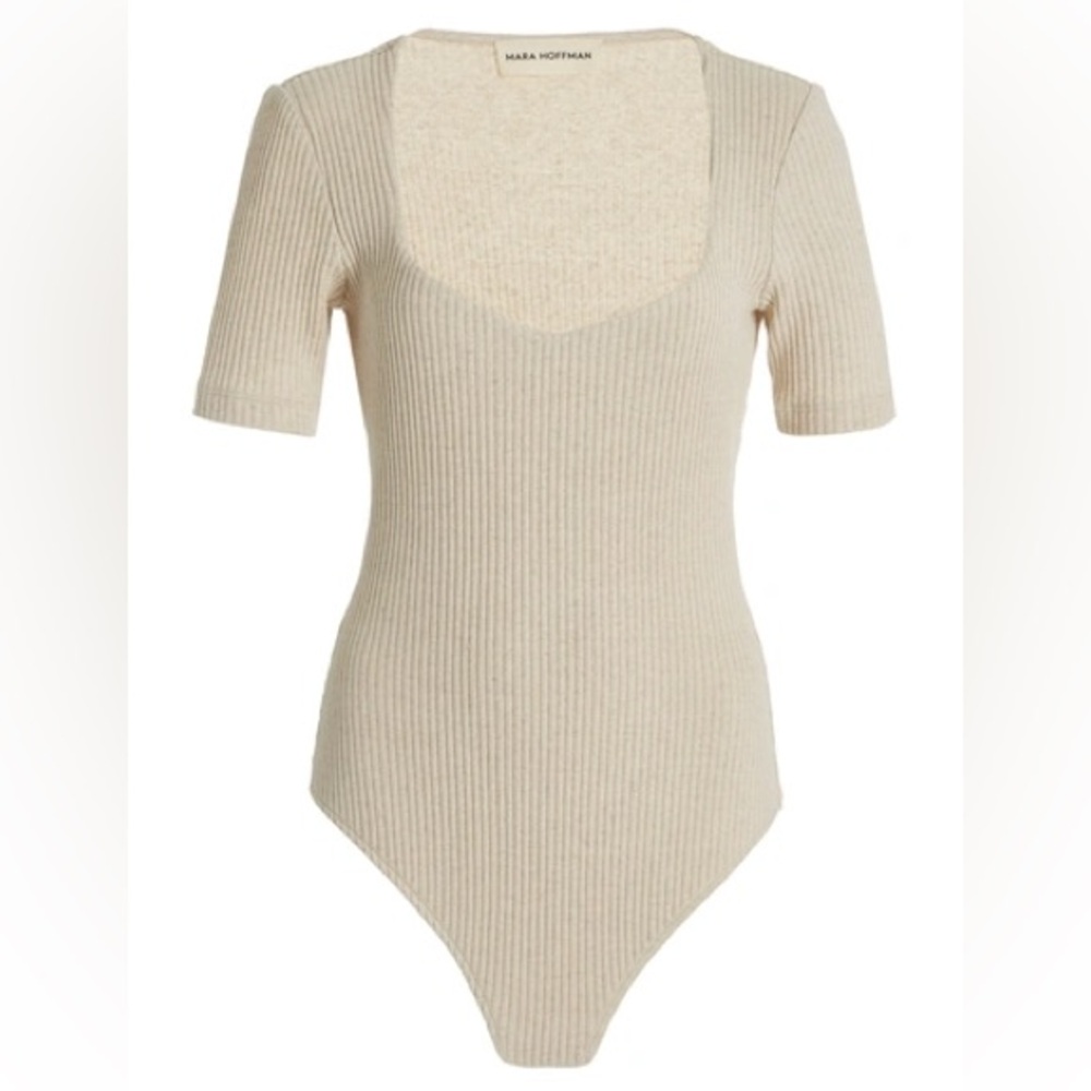 Mara Hoffman Marlowe Shortsleeved Ribbed-knit Bodysuit